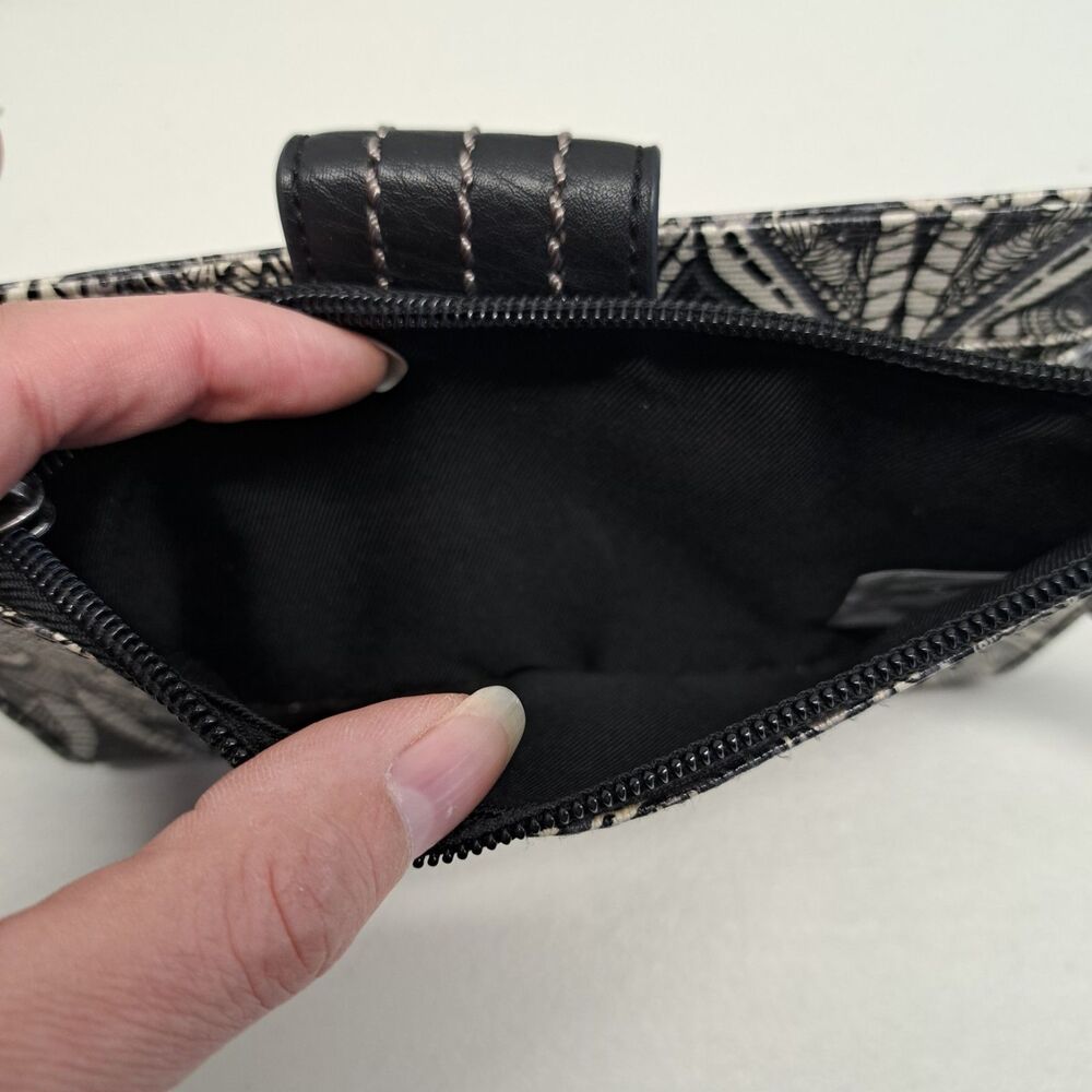 Sakroots Owl Printed Black/Ivory Adjustable Strap Crossbody Wallet/Purse - Picture 3 of 10